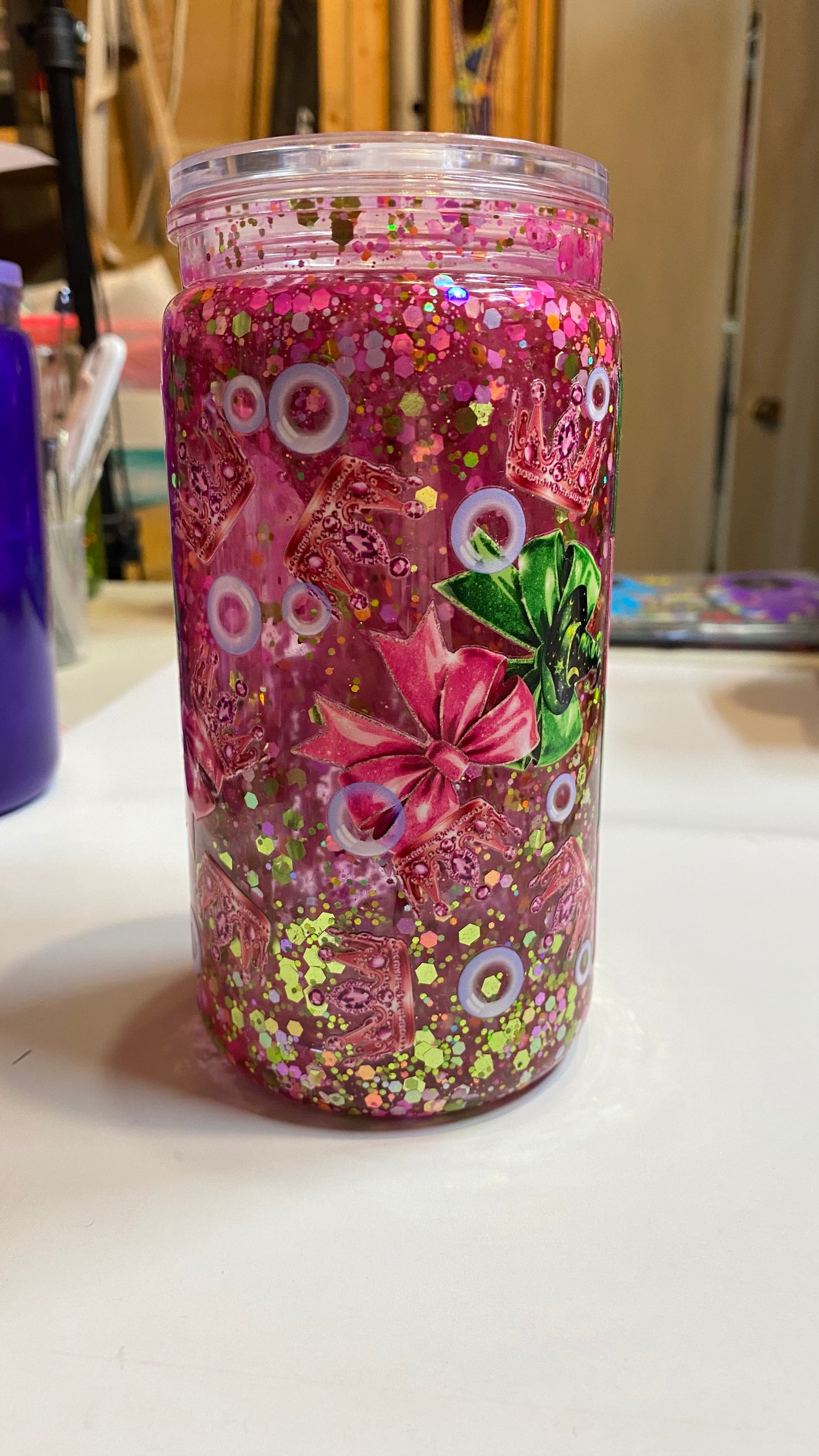 Wicked snow globe tumbler premade available