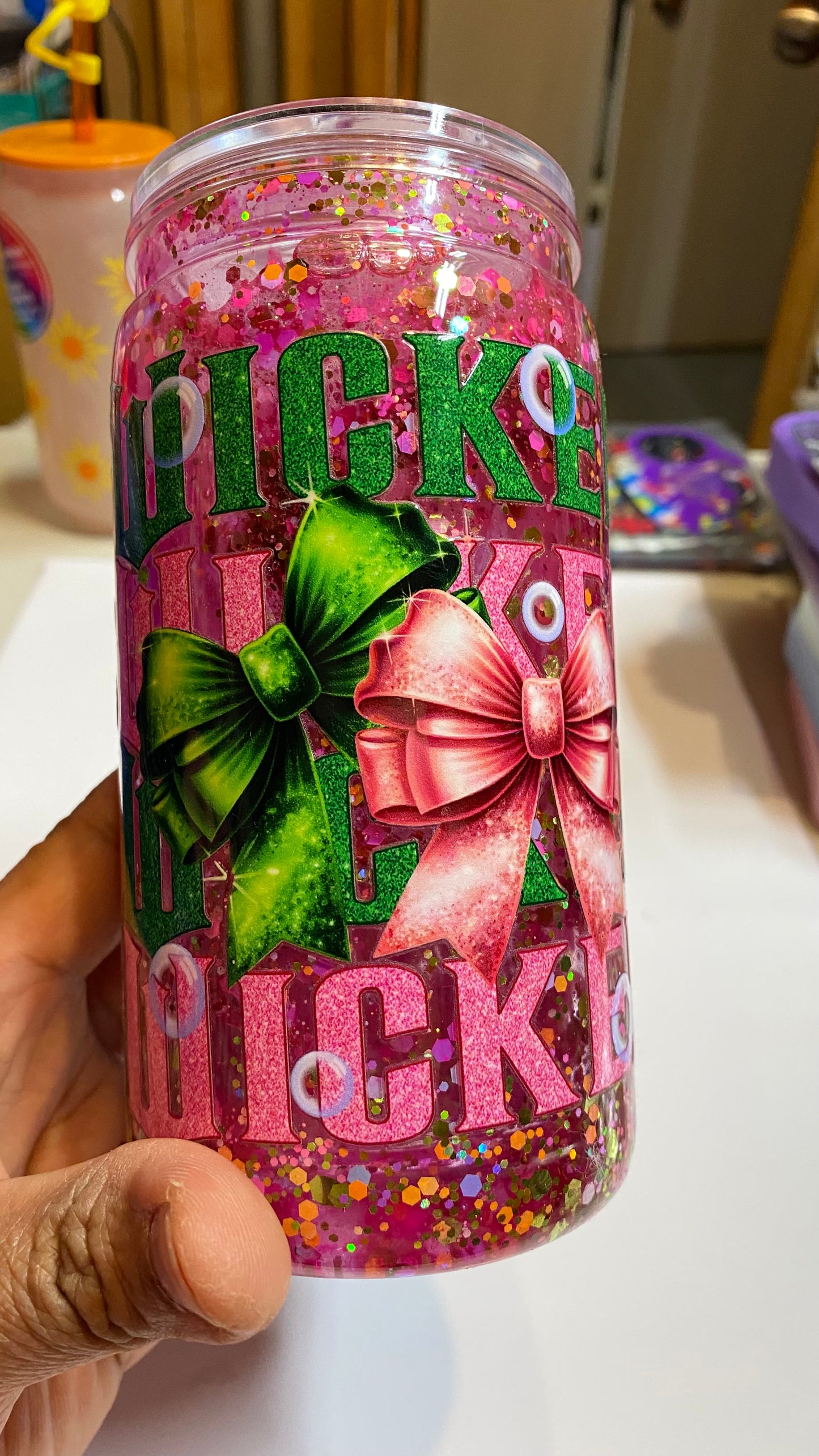 Wicked snow globe tumbler premade available