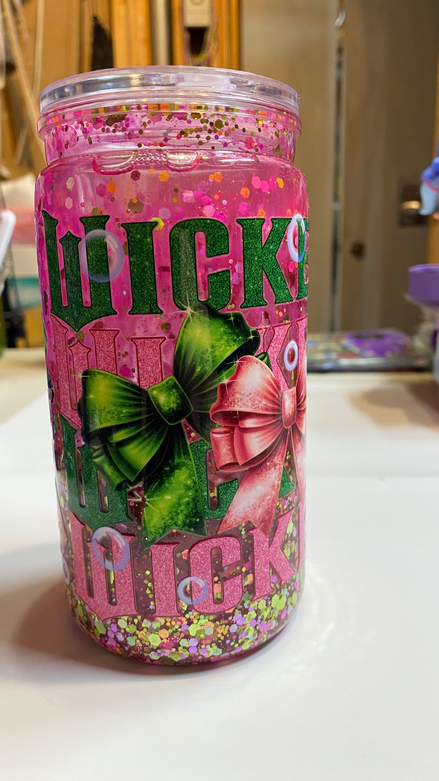 Wicked snow globe tumbler premade available